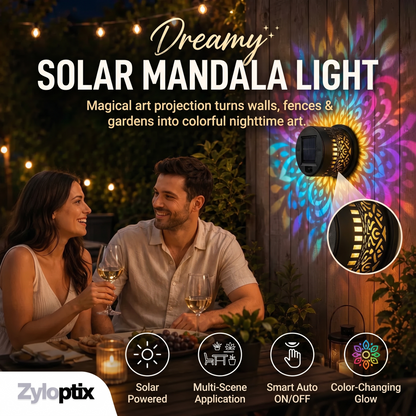 🌞 50% OFF NOW! 🌀Zyloptix® Solar Mandala Light – Stunning Pattern Projection, 2-in-1 Floor & Wall Design & IP65 Waterproof Auto On/Off 🌿