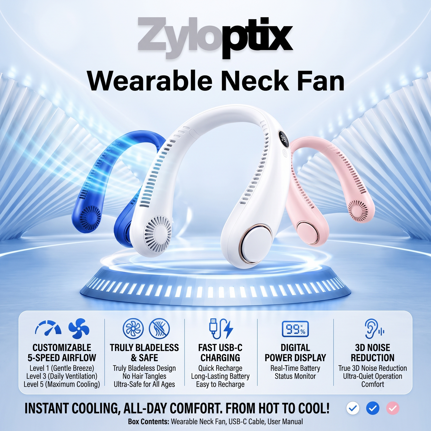 Zyloptix® Wearable Neck Fan