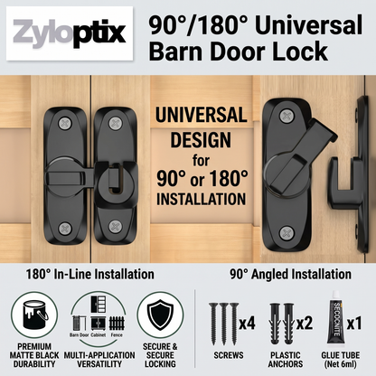 Zyloptix® 90°/180° Universal Barn Door Lock