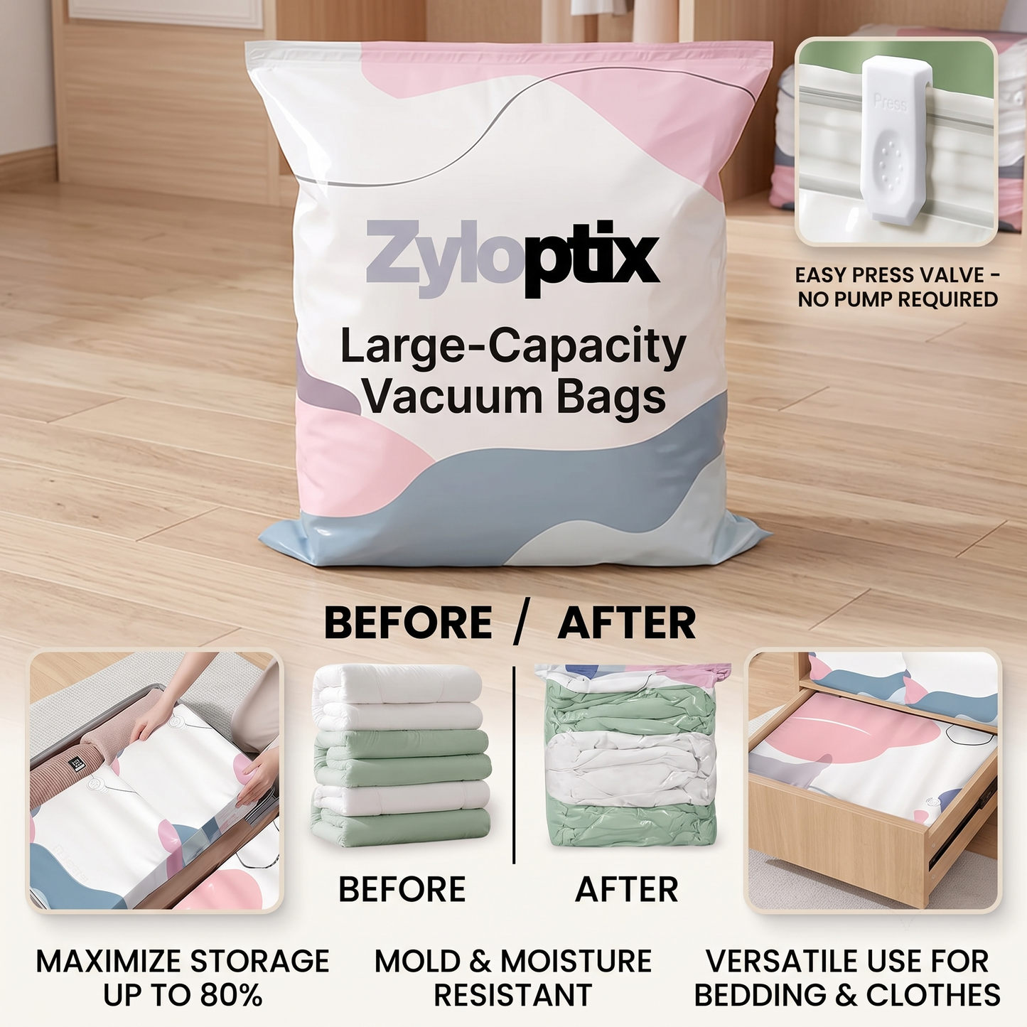 Zyloptix®📦 Large-Capacity Vacuum Bags – No Pump Needed! 💨✨