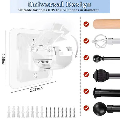 Zyloptix® Curtain Rod Brackets with Clips – Transparent Drapery Hooks