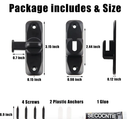 Zyloptix® 90°/180° Universal Barn Door Lock