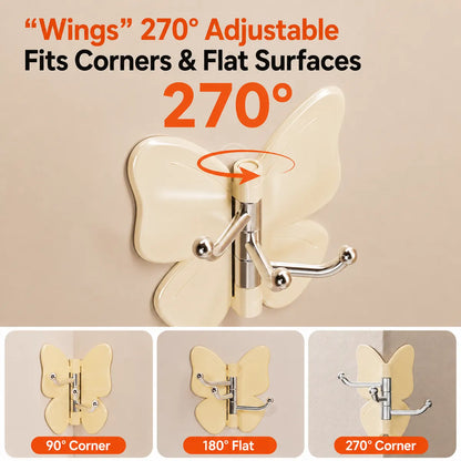 🦋 Zyloptix® Rotating Butterfly Triple Hook—Adjustable for Flat Walls & Corners
